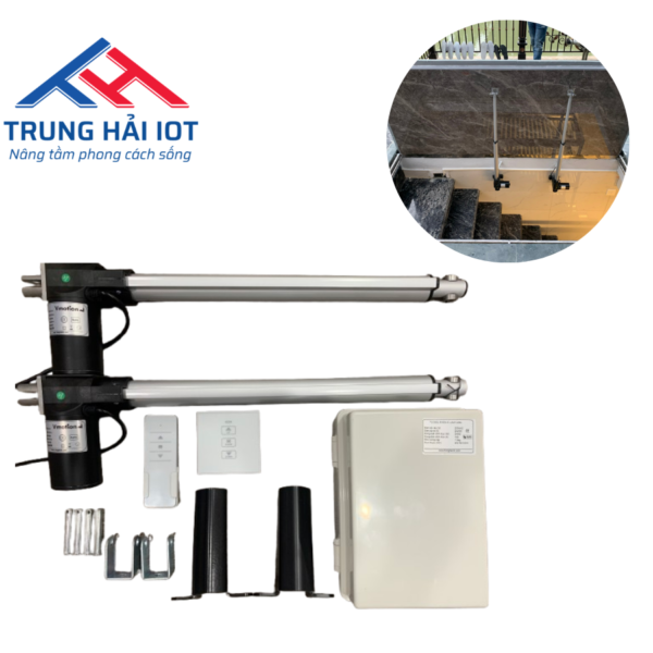 Combo Nắp Hầm Tự Động 2 Xi Lanh Điện